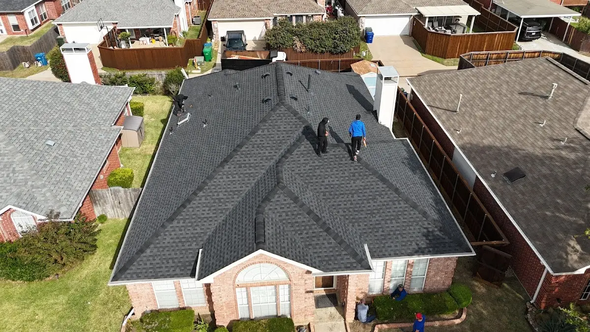 Slate & Tile Roof Repair work in progress on a Lake Dallas property